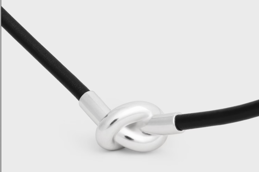 ノット ネックレス / カーフスキン＆ロジウムフィニッシュ ブラス ¥ 96,800