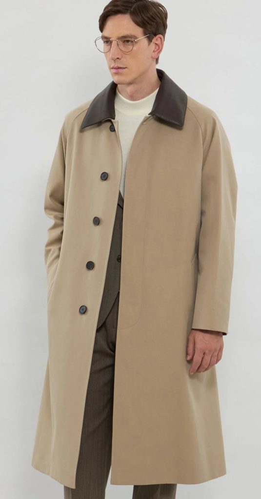 【HADSTON】【DORMEUIL】ウールコットンラグランスリーブベルテッドコート